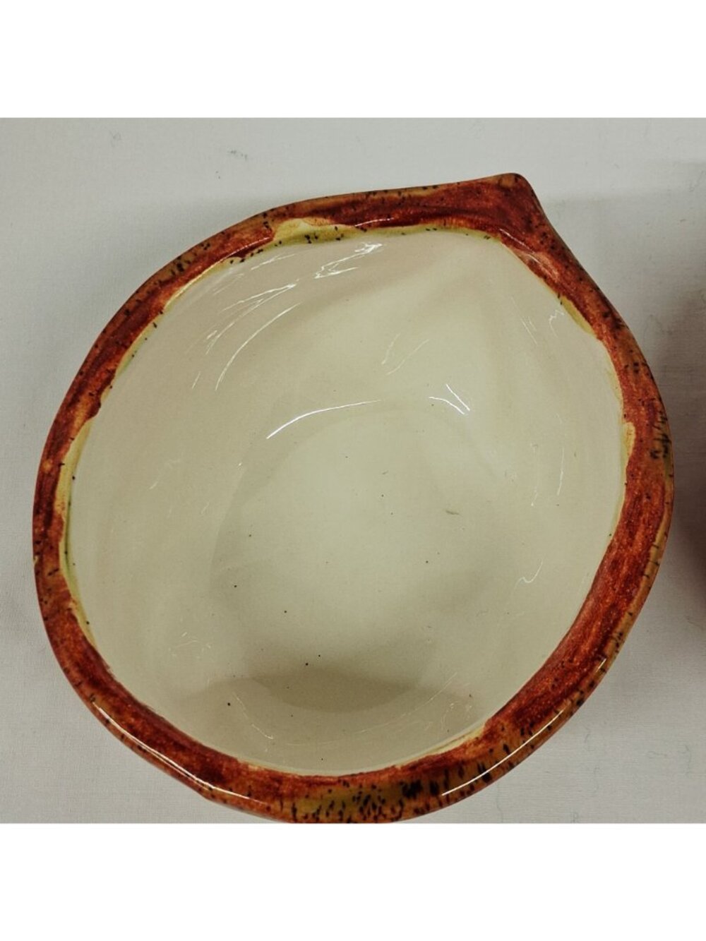 VTG 70's Handmade Ceramic Walnut / Nut Shaped Nut / Candy / Trinket Dish Glossy - Picture 6 of 10